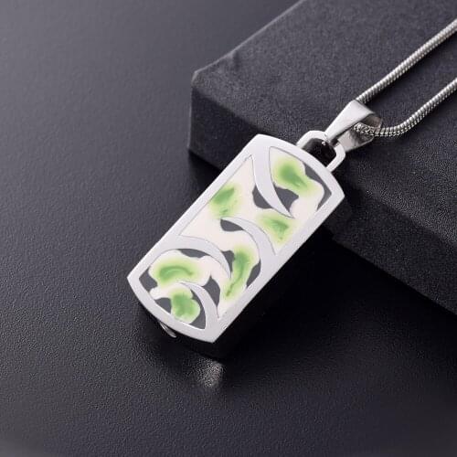 Memorial Jewelry 316L Stainless Steel Square Tag Cremation Urn Ash Holder Pendant Necklace for Funeral Keepsake