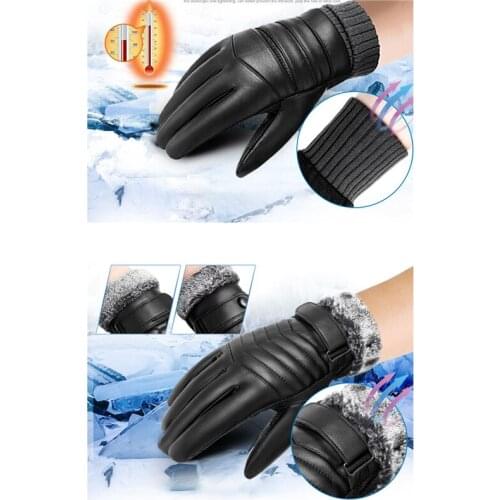 Motorcycle Gloves Touch Screen PU Leather Cycling Windproof Moto Glove Men Racing Motorbike Winter Gloves