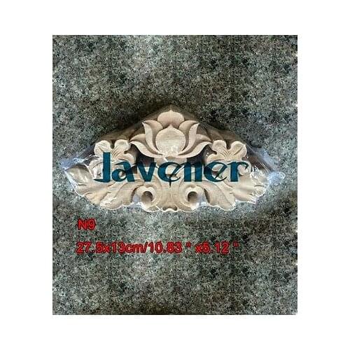 N9 -27.5x13cm Wood Carved Long Onlay Applique Unpainted Frame Door Decal Working carpenter Flower