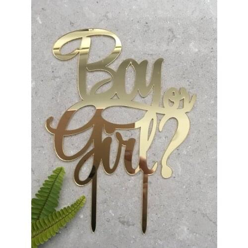 Girl Or Boy Cake Topper Gender Reveal Cake Topper Boy or Girl Decorations Cake Accessory for baby birthday party decoration