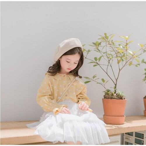 2020 spring and autumn new childrens clothes Korean childrens shirt a cotton and hemp girls baby shirt bottoming shirt