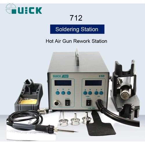 QUICK 712 Digital Display 2 In 1 Soldering Station Hot Air Gun Rework Station Adjustable Soldering Iron For PCB Soldering Repair