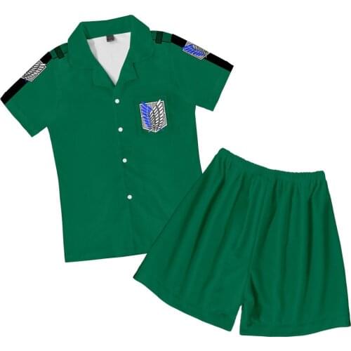 Anime Attack on Titan Pajamas Sleepwear Shingeki No Kyojin Cosplay Costume Adult Summer Couple Pyjamas Pijamas Shirt Pants