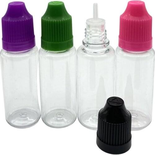 10pcs Clear Hard Plastic Container PET Needle Vial With Childproof Cap Long Tip For Liquid 15ml Bottle