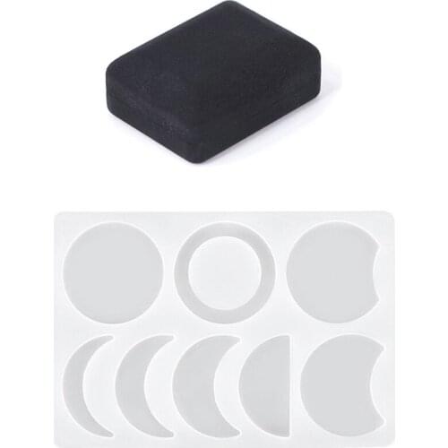 Moon Phase Pendant Full Moon Quarter Moon Silicone Epoxy Mould With Exquisite Flannel Gift Box Jewelry Box Necklace Box
