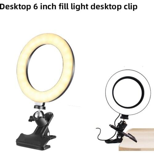 6 Inch Protable LED Selfie Ring Fill Light With Desktop Clip for Cellphone Selfie YouTube Live Vlog Computer Makeup Video