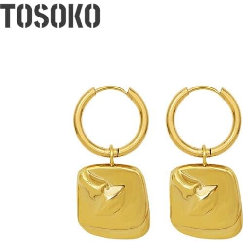 TOSOKO Stainless Steel Jewelry Body Figure Art Side Face Heavy Industry Circle Earrings Women Fashion Earrings BSF421