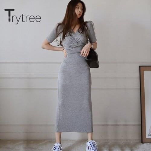 Модные трикотажные платья Trytree China At AliExpress