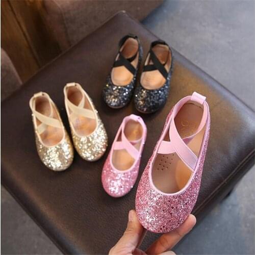 Toodler Girl Shoes Rhinestone Princess Shoes Autumn Flat Soft Girls Leather Shoes Flats Party Casual Shoe Footwear For Kids Shoe