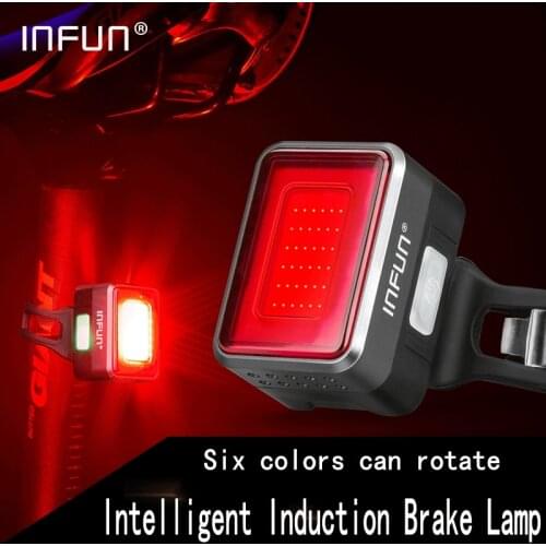 INFUN F50 Bicycle Rear Light For Bike Automatic Brake Induction Taillight MTB Cycling Charge LED Safety Running Lamp Accessories