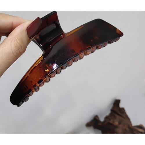 Vintage Brown Transparent Hair Clips for Women Korea Back Head Hairpin