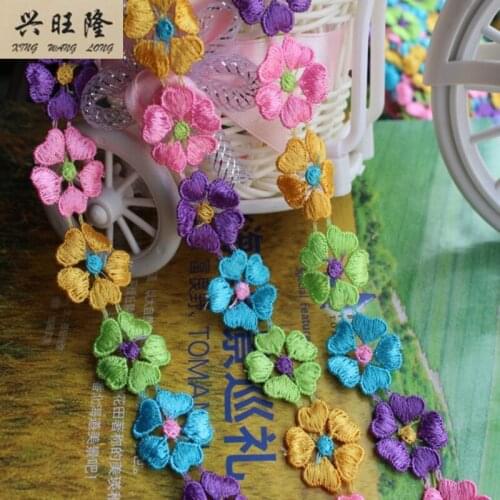 XWL 15Yards/lot Colorful Flower Lace Trim Edging Wedding Garment Braid Lace Accessories Ribbon DIY Sewing Home Textile Decor