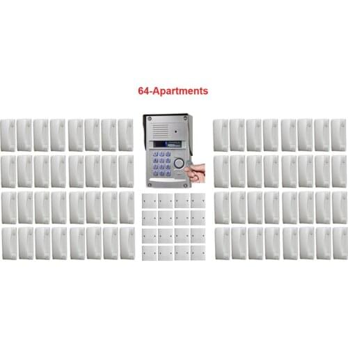 ZHUDELE Top quality Interphone home security audio door phone Metal case outdoor station passworde&ID card for 64-apartments