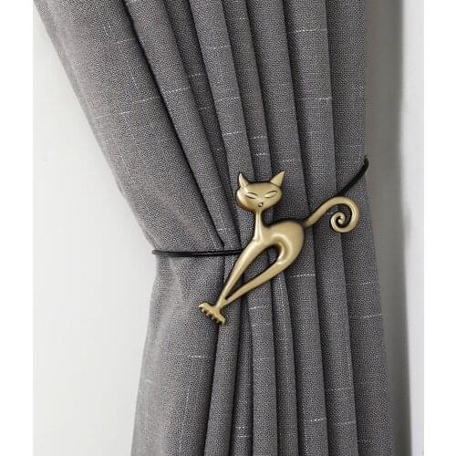 2Pcs/Set Cartoon Cat Shape Curtain Tieback Decorative Curtain Buckle Free Punch Hook Magnet Straps Curtain Accessories