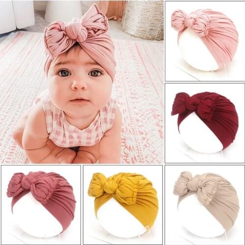 2021 Cute Baby Hat Newborn Soft Baby Girl Hat Turban Infant Toddler Baby Cap Bonnet Headwraps Kids Beanie Headband Accessories