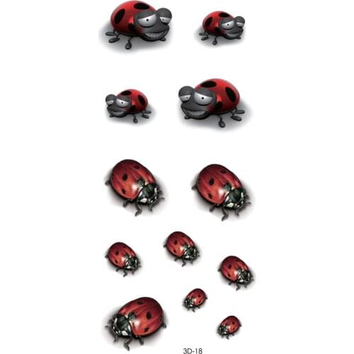 Ladybug Beatle 3d Temporary Tattoo Body Art Flash Tattoo Stickers 20*10cm Waterproof Henna Selfie Fake Tattoo Sticker