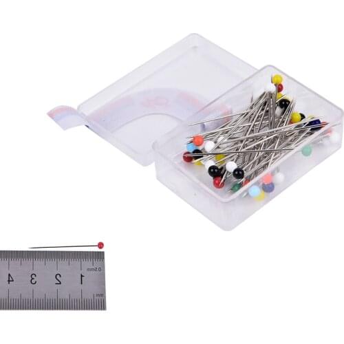 50pcs Patchwork Pins Sewing Pin With Box DIY Sewing Patchwork Pins Quilting Tool Round Pearl Head Pins Sewing Accessories