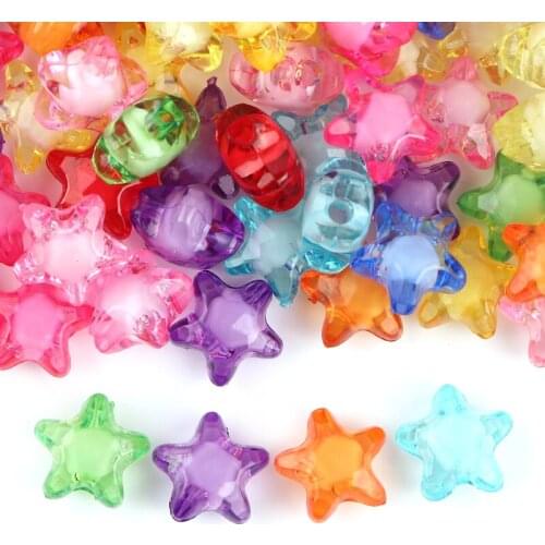 50pcs/Lot Acrylic Star Spaced Beads Round Beads For Jewelry Making DIY Kids Puzzle Handmade Charms Bracelet Earrings