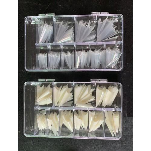 500Pcs/Box Clear Natural Long Stiletto French Sharp False Nails Manicure Artificial 9-Size Salon Full Cover Tips Fake Nails TP/9