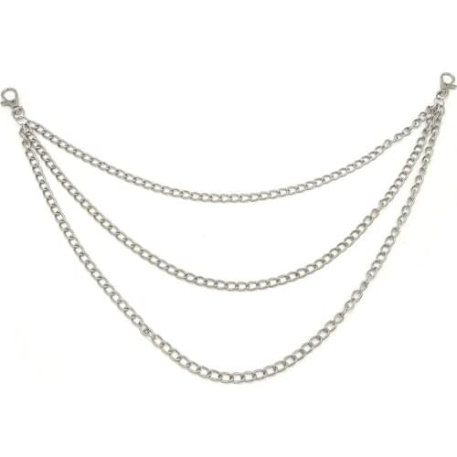 Three Strands Biker Link Keychain Jean Wallet Chain 3 Layer Waist Keychains Punk Hook llavero Trousers Pant Belt Key Chain