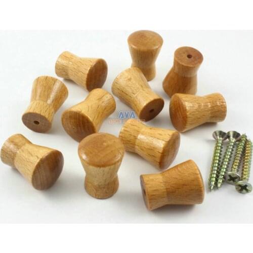 50 Pieces 17mm Wooden Drawer Knob Pull Cabinet Knob Wood Knob Furniture Handle