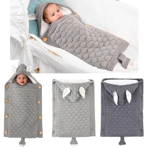 Toddler Blanket Sleeping Bags Newborn Baby Winter Warm Sleeping Bags Infant Button Knit Swaddle Wrap Swaddling Stroller Wrap