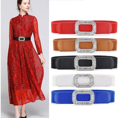 Elastic all-match wide dress decoration ladies rhinestone simple belts for women