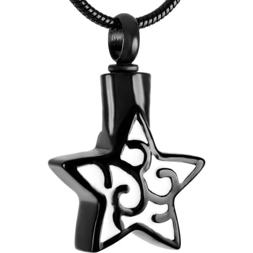 IJD9370 Free Shipping 316L Stainless Steel Enamel Star Charm Urn Cremation Necklace Keepsake Holder Ashes Jewelry for Pet Lovers