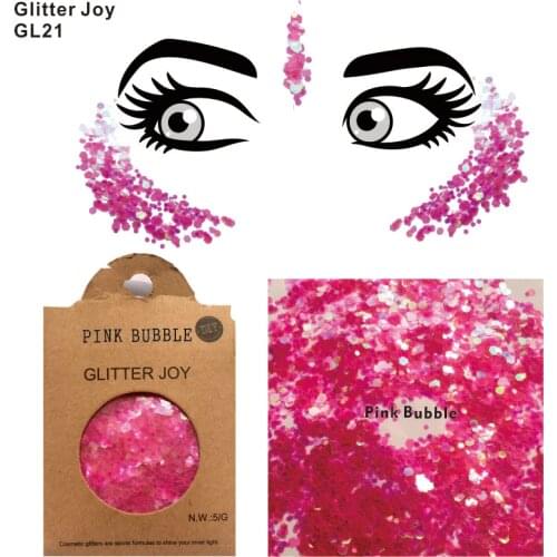 GL21 one pack of Sweet Girly Pink Bubble Body Glitter Sequins Glitter Face Glitter Festival Beauty Body Makeup