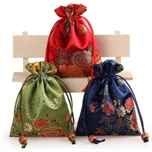 Chinese Silk Embroider Gift Pouch 11x14cm Jewelry Pouch Mixed Nobility Wedding Candy bag Christmas Party Favors Gift Bag 50pcs