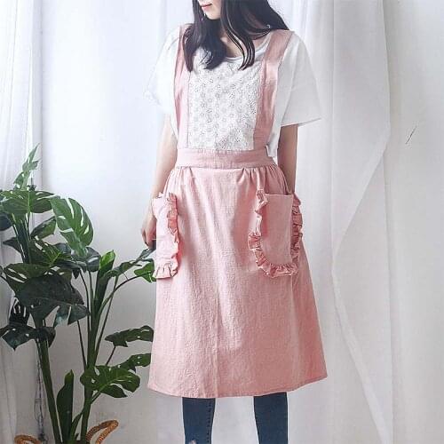Short Korean Sleeveless Skirt Cotton Linen Apron Coffee Shop And Florist Work Cleaning Aprons For Women Wash