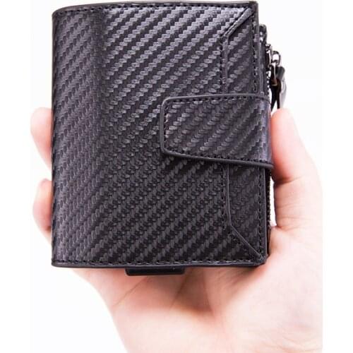 Bisi Goro 2019 Aluminum Card Wallet Credit Card Holder with RFID Blocking Card Case for Men And Women PU Leather Card Wallet