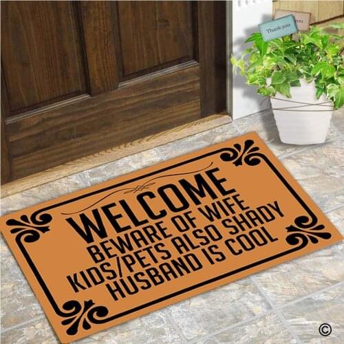 Doormat Entrance Floor Mat Welcome Beware Of Wife Kids Pets Also Shady Husband Is Cool Doormat 30 by 18 Inch Machine Washable