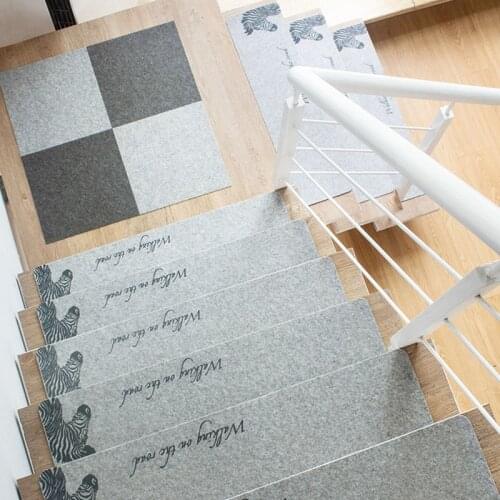 Stair Step Mat PVC Full Shop Free Glue Self-adhesive Anti-slip Mat Solid Wood Stair Mats Rotating Step Mat