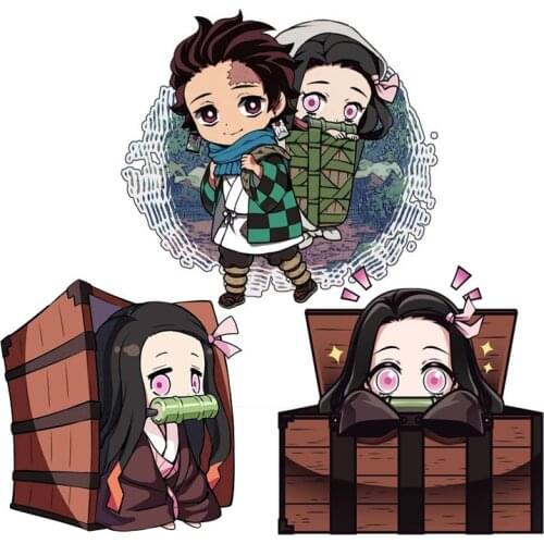 Hot Cate Anime Demon Slayer Tanjirou Nezuko Car Sticker Decal Decor for Motorcycle Off-road Laptop Trunk Guitar PVC