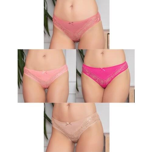 LUXXA 4'LÜ BLACK-WHITE-SKIN-PINK BASİC WOMEN PANTIES KIT