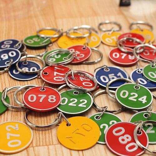 5 Set Number 1-100 Metal Sign Keychain Signage With Ring Digital Label Tag Number Card Plate With Key Chain QW7973