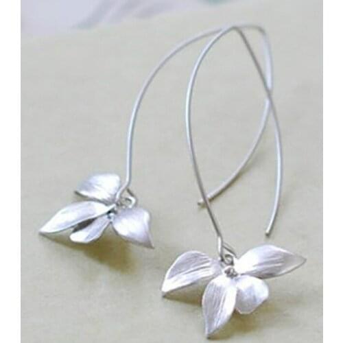 Finger fire Fashion 925 Sterling Silver Floral Pendant Necklace engagement Anniversary Gift Earrings