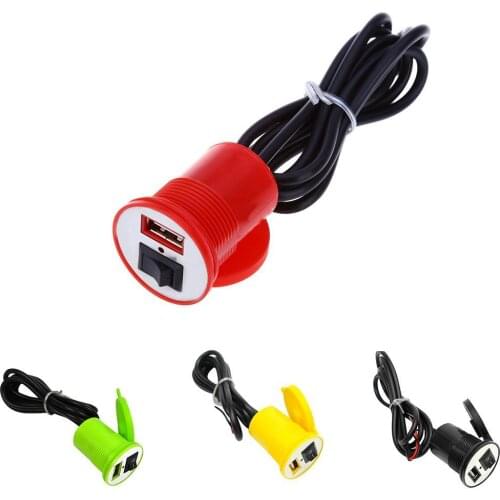 Motorcycle Waterproof USB Power Supply Charger Port Switch for Mobile Phone