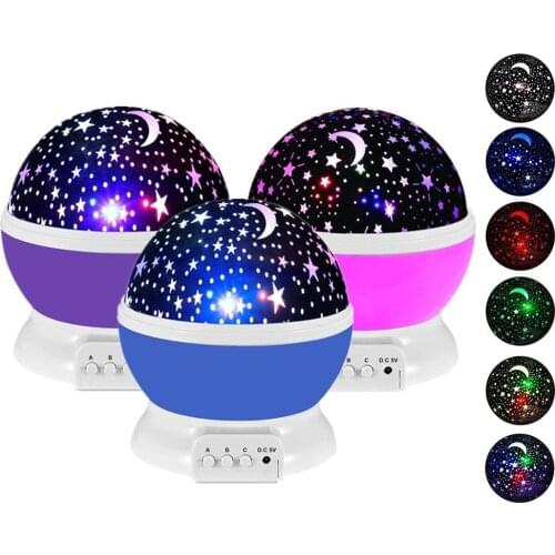 Galaxy Night Light Starry Sky Projector Romantic LED Rotating Star Moon Night Lamp Bedroom Decor for Kids Baby Gifts