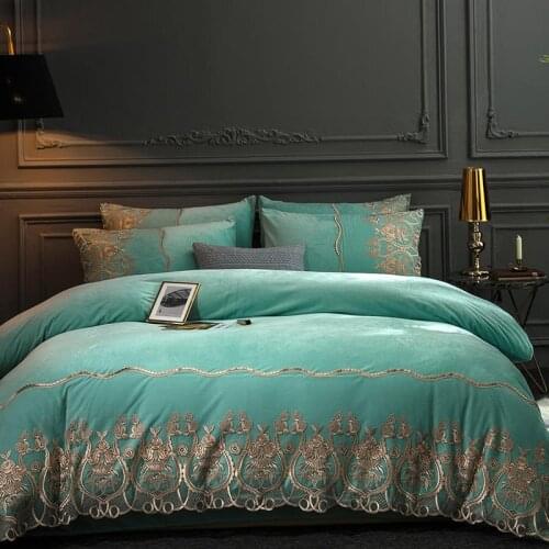 2018 NEW Monica lace embroidery Bedding Set Soft Bedclothes Duvet/Quilt Cover Bed Linen sheet set 4 Pieces Bedding Sets