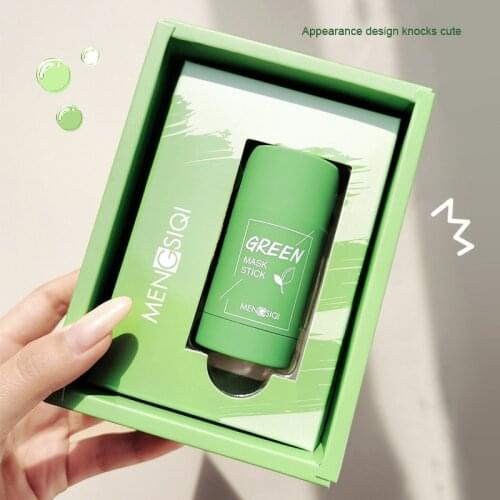Green Tea Cleansing Solid Mask Purifying Clay Stick Mask Oil Control Anti-Acne Eggplant Skin Care Whitening Care Face TSLM1