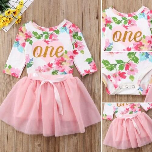 Pudcoco Girl Clothes Hot Newborn Kids Baby Girls Floral Tops Romper Tulle Tutu Dress 2Pcs Outfits Set