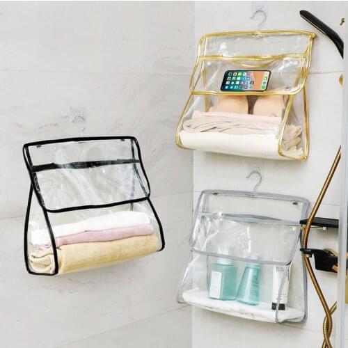 Transparent Bathroom Storage Bag Waterproof Dustproof Clothes And Toiletry Hanging Bag Large Capacity Home Organizer E7