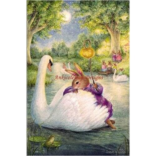 Needlework for embroidery DIY French DMC High Quality - Counted Cross Stitch Kits 14 ct Oil painting - Swan Boats