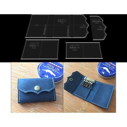 DIY handmade leather goods leather bag key bag wallet acrylic version pattern drawing pattern design template