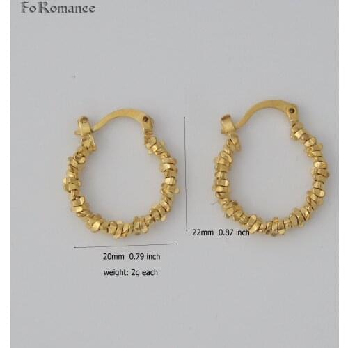 FoRomance SMALL HOOP 20MM 0.79 inch CUTE BLING BLING SMALL CUT PART ROUND SHAPED YELLOW GOLD GP FILLED OVERLAY HOOP EARRING