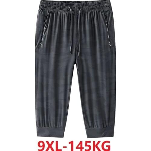 Summer men Ice silk shorts quick dry Camouflage zipper out door plus size 7XL 8XL 9XL shorts cool elasticity