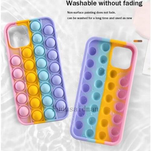 Relive Stress Pop Fidget Toys Silicone Phone Case For iPhone 7 8 Plus X XR XS 11 12 Pro Max Soft Push Bubble Sensory Game Cover