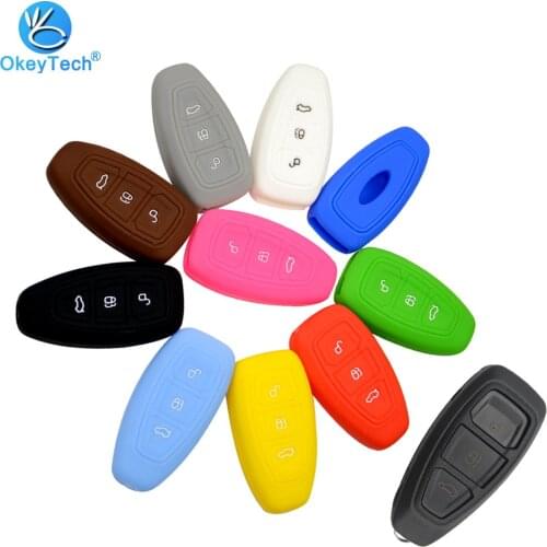 OkeyTech Silicone Cover for Ford Fiesta Focus Mondeo MK4 MK2 mk3 ranger Ecosport Kuga 2 3 ST Car Key Smart Remote Key Case Fob
